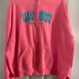 Clearwater Beach Pink Zip-Up Hoodie